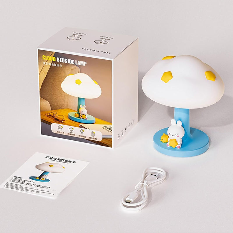 CloudBun: Bunny-Shaped Cloud Night Lamp with Tap Control â€“ Soft Silicone Glow Light for Kidsâ€™ Bedrooms & Baby Nursery (3-Level Dimming, Rechargeable)