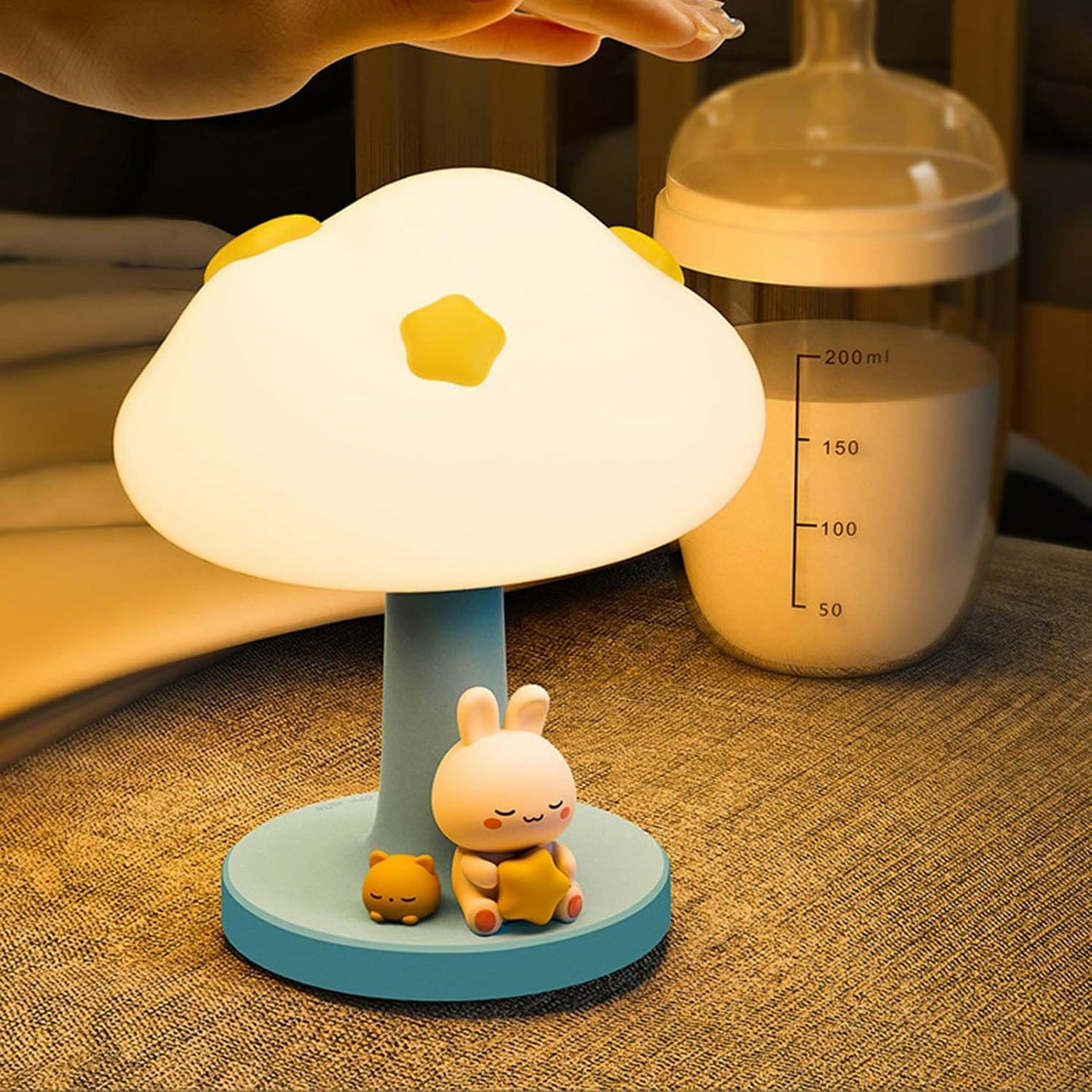 CloudBun: Bunny-Shaped Cloud Night Lamp with Tap Control â€“ Soft Silicone Glow Light for Kidsâ€™ Bedrooms & Baby Nursery (3-Level Dimming, Rechargeable)