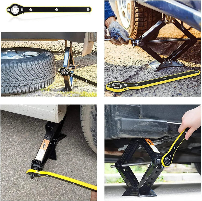LiftMate: Car Jack & Lug Ratchet Wrench Set with Labor-Saving Design & 360Â° Reversible Knob for Easy Tire Lifting