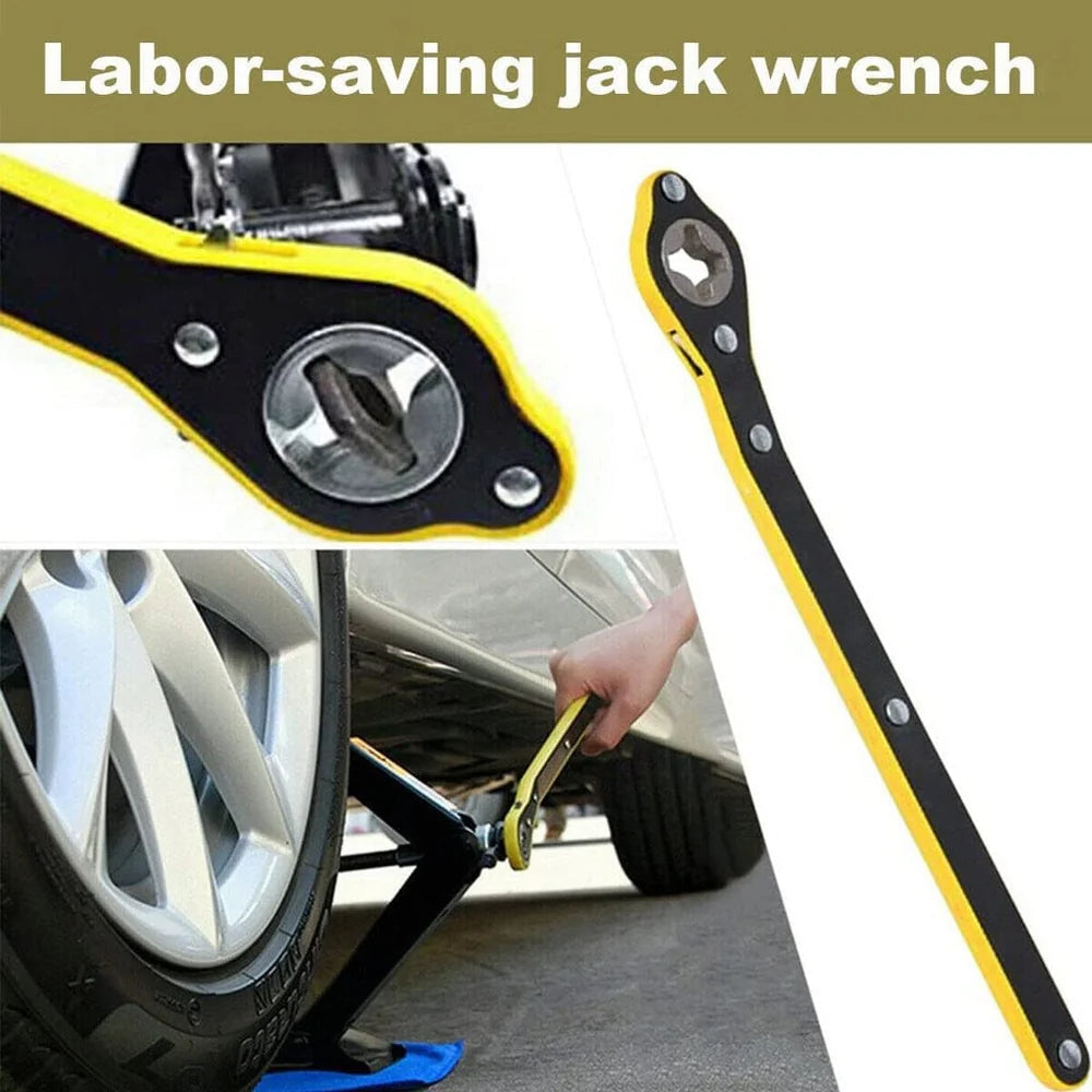 LiftMate: Car Jack & Lug Ratchet Wrench Set with Labor-Saving Design & 360Â° Reversible Knob for Easy Tire Lifting
