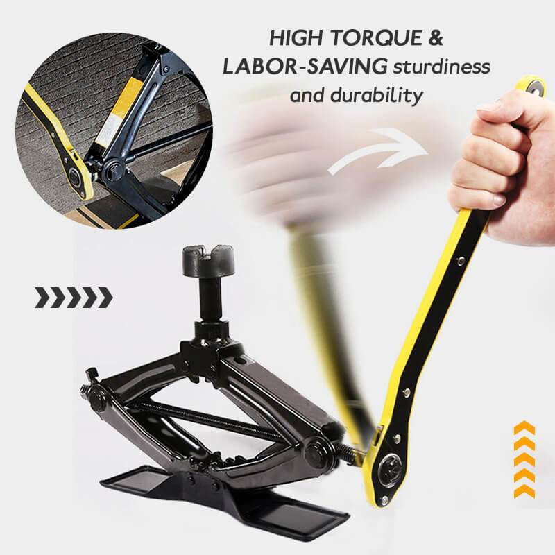 LiftMate: Car Jack & Lug Ratchet Wrench Set with Labor-Saving Design & 360Â° Reversible Knob for Easy Tire Lifting