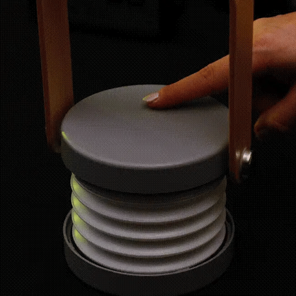 FlexiGlow: Modern 2-in-1 Rechargeable LED Lantern with Foldable Design, Dimmable Touch Control & Portable Wooden Handle