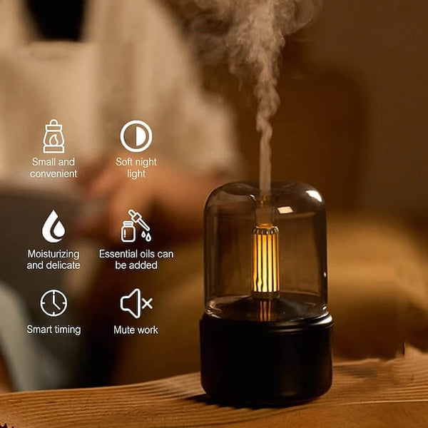 Oasis: Luxe Essential Oil Diffuser with 120ml Capacity, Flame Effect & Auto Shut-Off for Home, Spa & Yoga