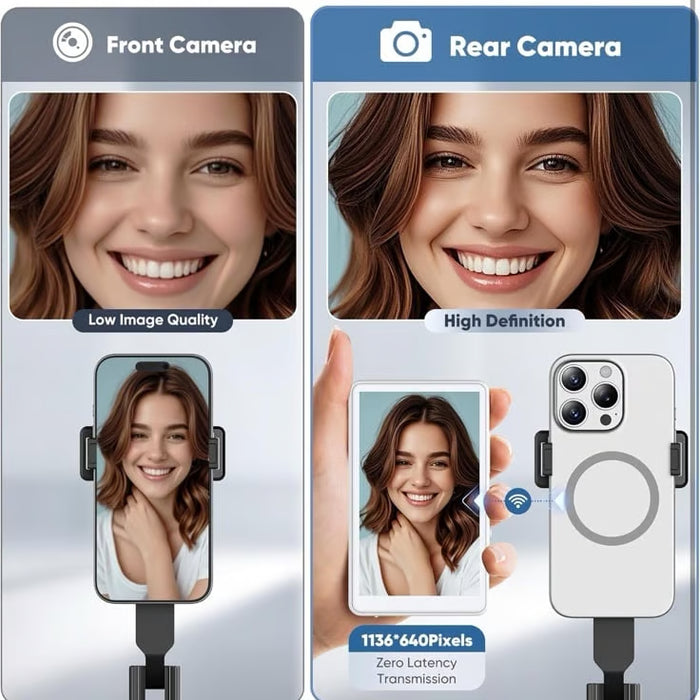 Camio: Magnetic Wireless Selfie Monitor & Rear Camera Preview Screen with 1080P Recording for iPhone & Android, Vlogging, TikTok & Live Streaming