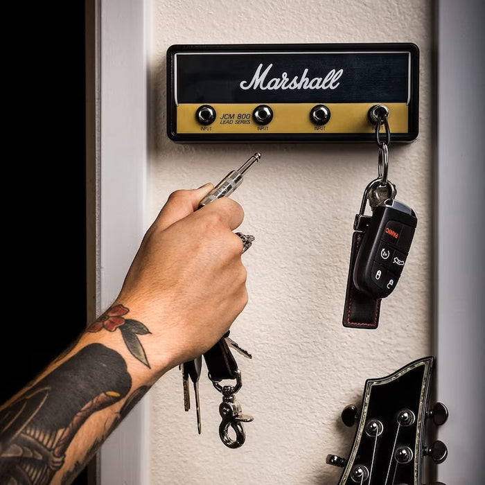 JackRack: Marshall-Style Wall Mounted Key Holder with 4 Guitar Amp Plug Keychains for Home & Studio DÃ©cor