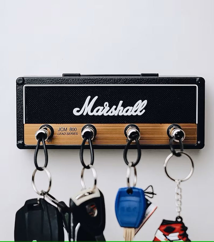 JackRack: Marshall-Style Wall Mounted Key Holder with 4 Guitar Amp Plug Keychains for Home & Studio DÃ©cor