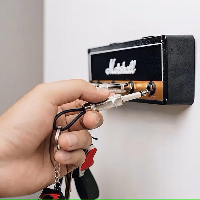 JackRack: Marshall-Style Wall Mounted Key Holder with 4 Guitar Amp Plug Keychains for Home & Studio DÃ©cor
