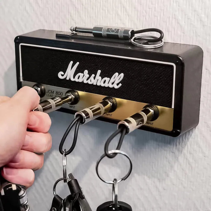 JackRack: Marshall-Style Wall Mounted Key Holder with 4 Guitar Amp Plug Keychains for Home & Studio DÃ©cor