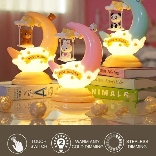 Swingy: Super Cute Crescent Moon & Cloud Night Lamp with Soft LED Glow for Cozy Bedside & Room DÃ©cor