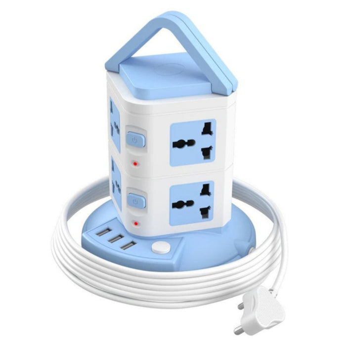 PowerX: Extension Board with 8 Outlets & 3 USB Ports, Surge-Protected Multi-port Power Strip for Home Electronics