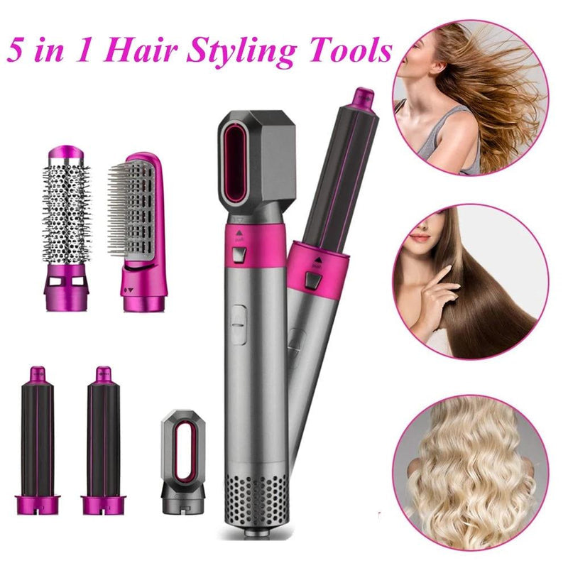 HairGrab: 5-in-1 Hair Styler with Hair Dryer, Air Brush, Straightener, Curler & Volumizer â€“ 1000W One-Step Styling Tool