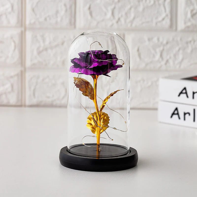 LoveBloom: Forever Glass Rose with Built-in Fairy Lights - Crystal Diamond Cut Rose for Romantic Gifting for Girlfriend & Home DÃ©cor