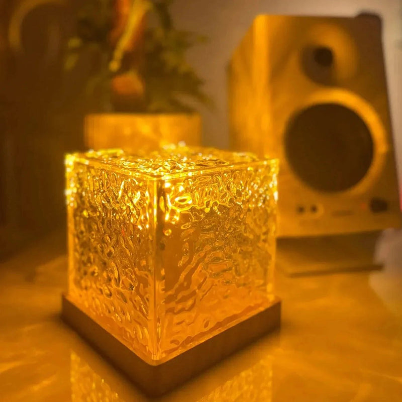 PrismCube: Soothing Ambient Ocean Wave Lamp with 3D Water Effect, 16-Color LED Projection & Remote Control for Relaxing Room DÃ©cor