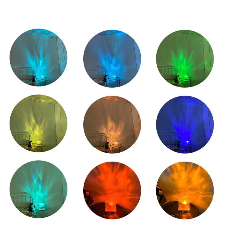 PrismCube: Soothing Ambient Ocean Wave Lamp with 3D Water Effect, 16-Color LED Projection & Remote Control for Relaxing Room DÃ©cor